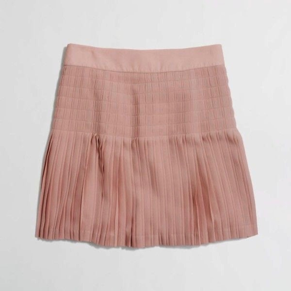 J. Crew Factory Pleated Chiffon Miniskirt in Blush